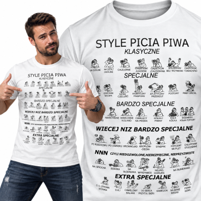 KOSZULKA ŚMIESZNA STYLE PICIA PIWA